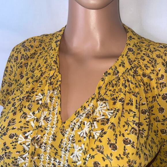 Mason & Belle blouse Stitch Fix Boho Peasant Top SZ XS yellow floral flowy - Picture 4 of 14